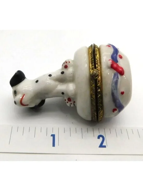 Dalmatian Dog Puppy Porcelain Trinket Box Hinged - Picture 8 of 8